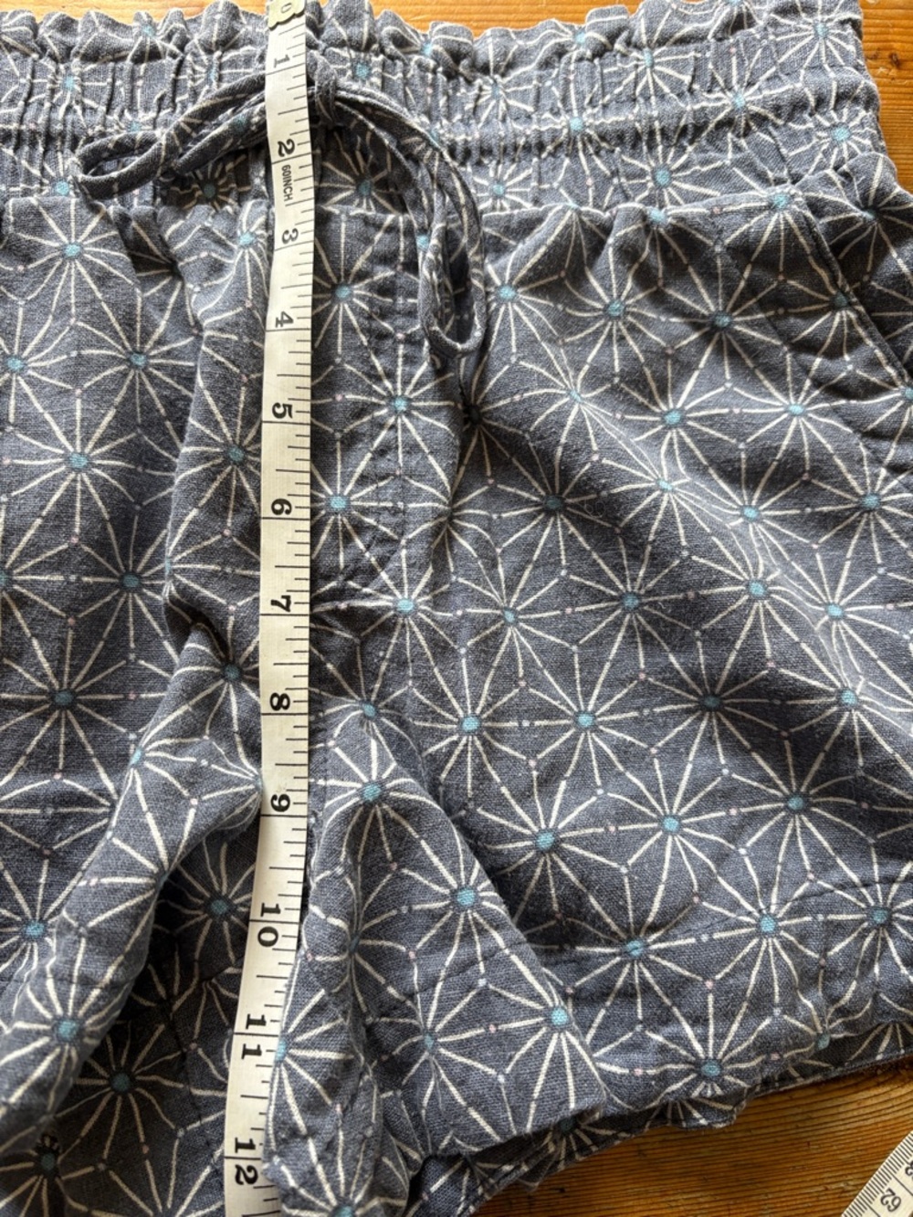 A New Day Linen Blend Shorts Womens Small Blue Gray Drawstring High Waist - Picture 6 of 7